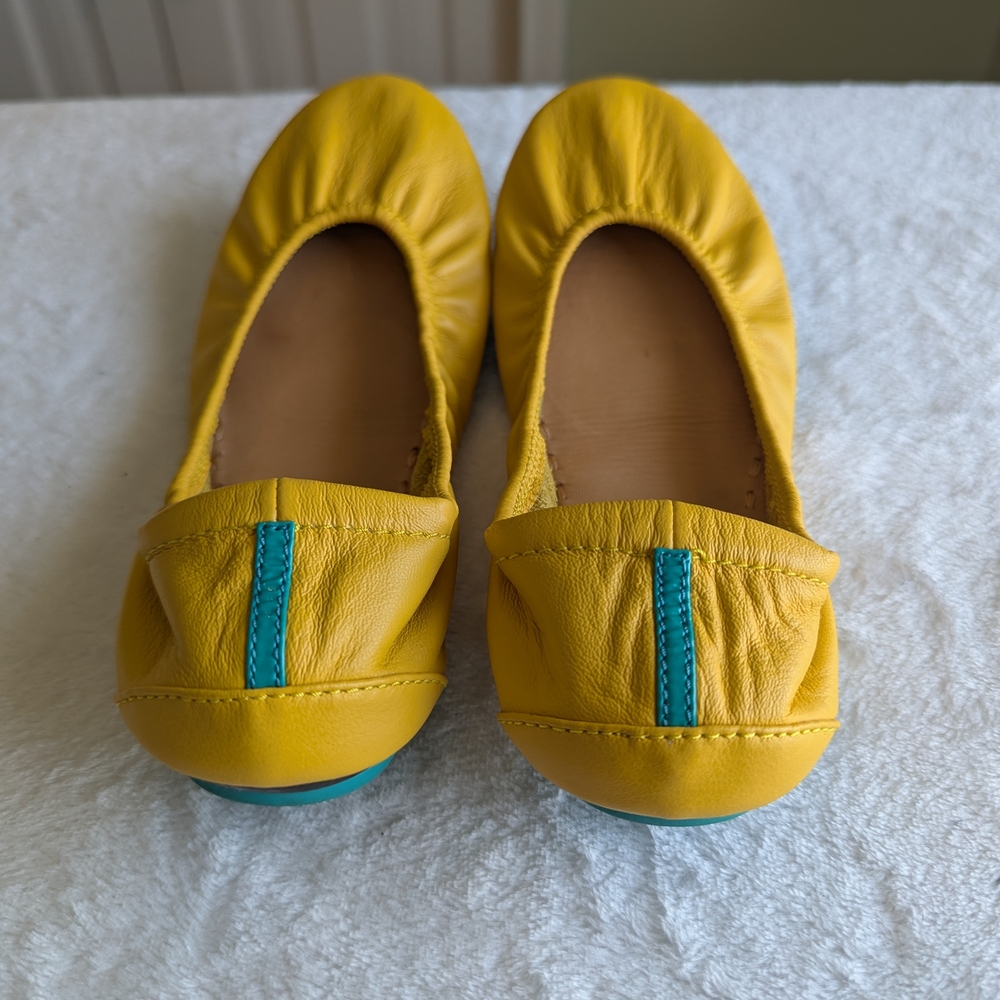 Yellow Leather Ballet Flats - Picture 2 of 3
